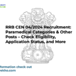 RRB CEN 04/2024 Recruitment: Paramedical Categories & Other Posts – Check Eligibility, Application Status, and More