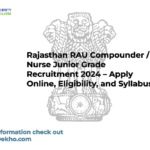 Rajasthan RAU Compounder / Nurse Junior Grade Recruitment 2024 – Apply Online, Eligibility, and Syllabus