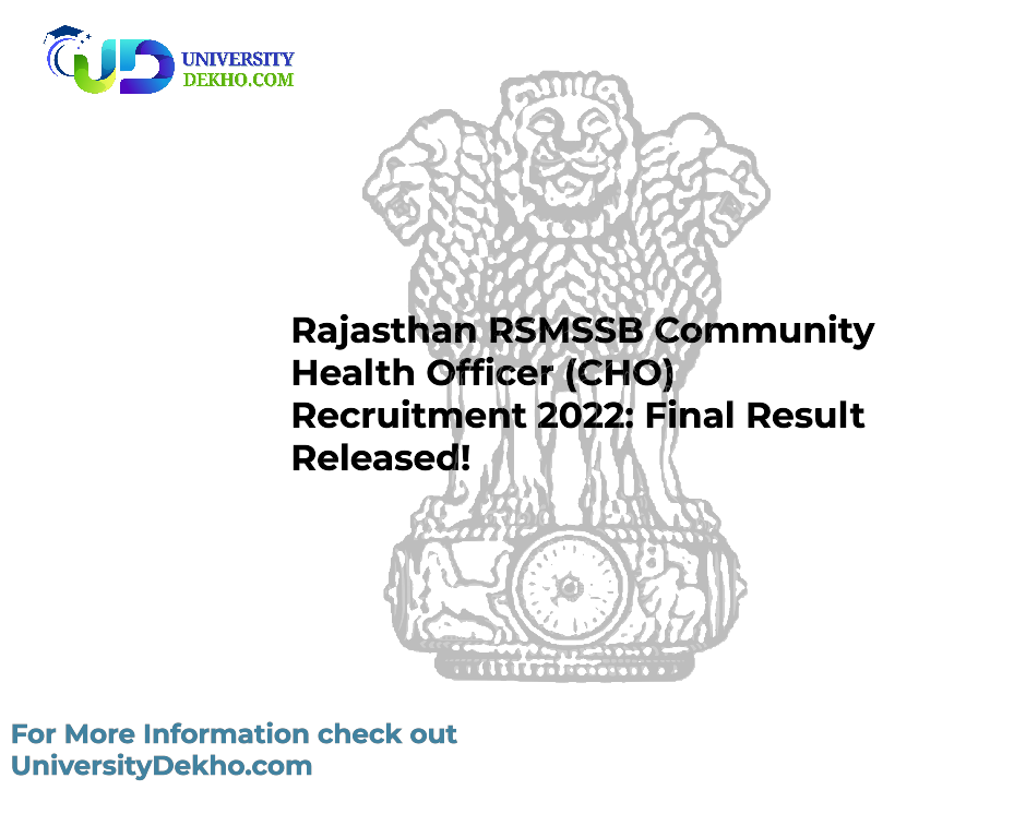 Rajasthan RSMSSB Community Health Officer (CHO) Recruitment 2022: Final Result Released!